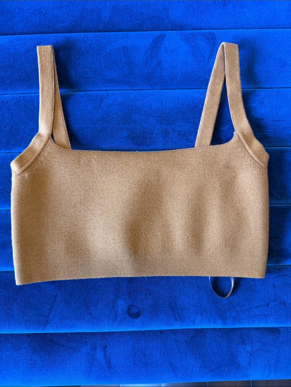 A.L.C. Camel Knit Square Neck Crop Top